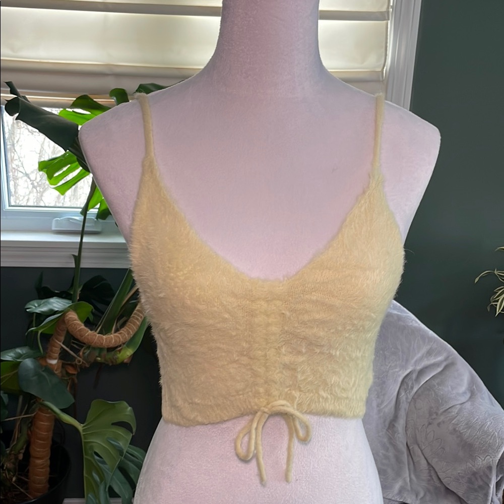 Fuzzy Yellow Crop Top M